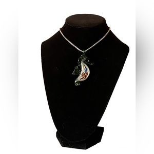 seahorse glass pendant